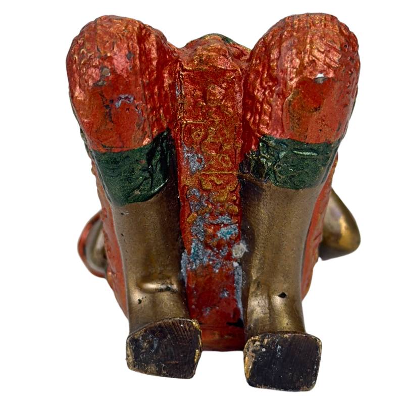 Thailändische Thepanom-Tempelwächter-Figur – Vergoldet und Polychrom – Kniende andächtige Figur
