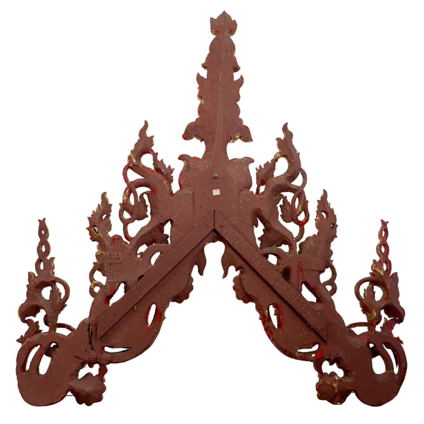 Monumentaler burmesischer Tempelgiebel-Ensemble (5-teilig, ca. 200 cm hoch) – Mandalay-Stil (ca. 1900)