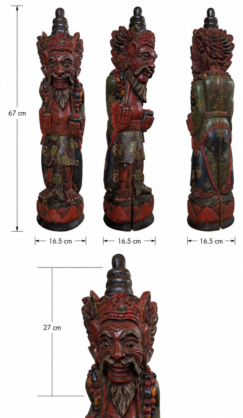 Handgeschnitzte Tempelwächter-Statue (Dvarapala)