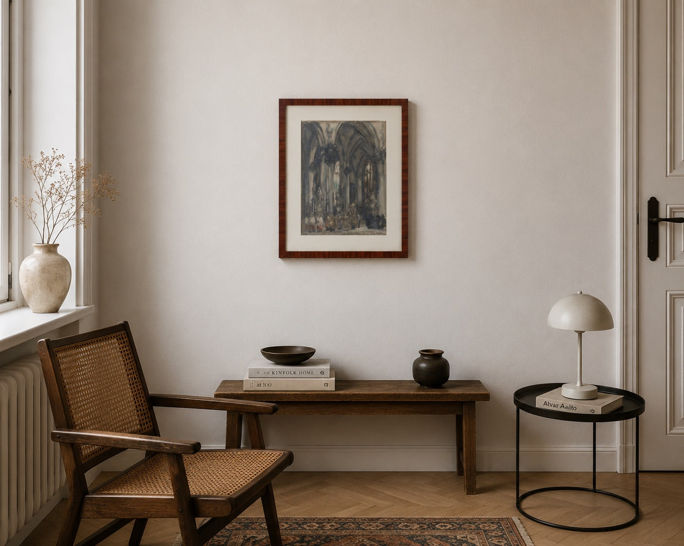 54x43cm Antikes Kircheninterieur Louis-Charles Crespin 1930 | Exklusive Wandkunst5