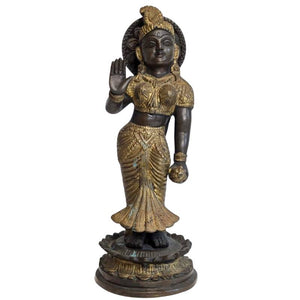 Antike Parvati-Statue aus Bronze mit Abhaya-Mudra
