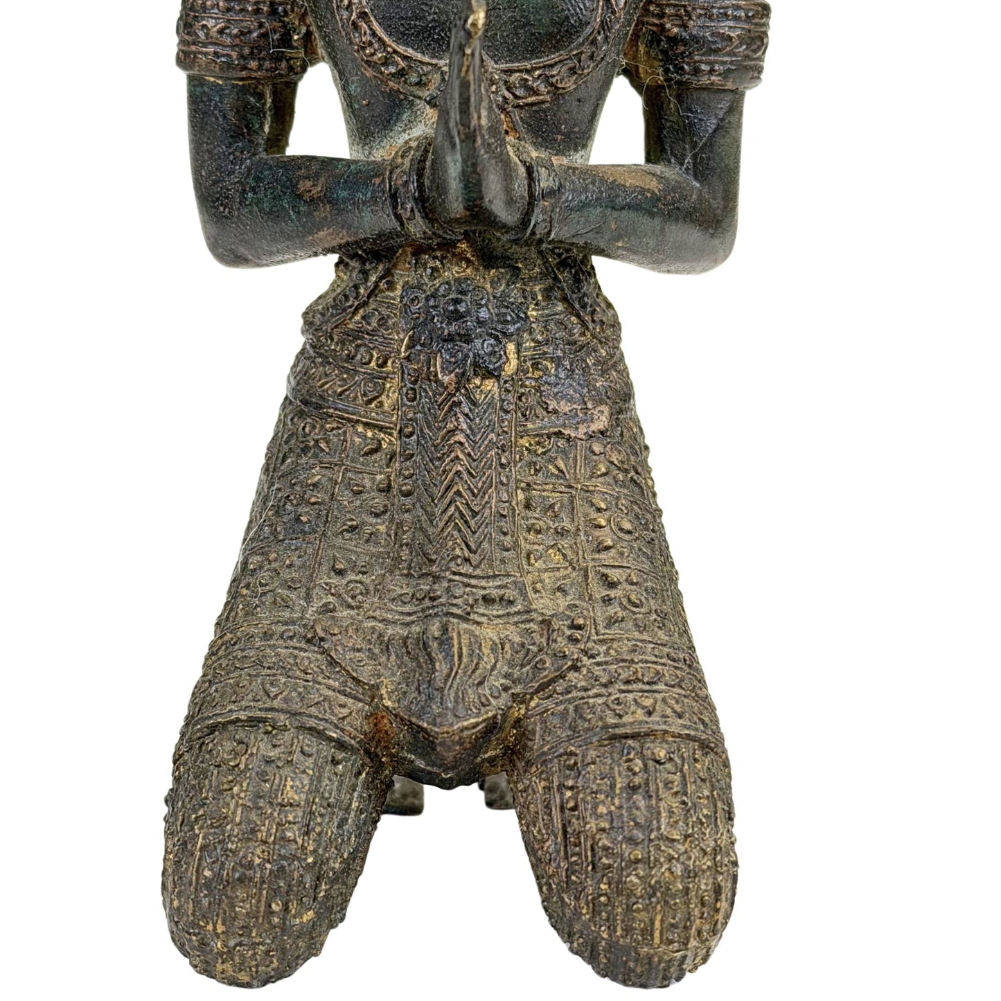Thailändischer Bronze-Theppanom-Tempelwächter – Buddhistischer Schutzengel – 21,7 cm