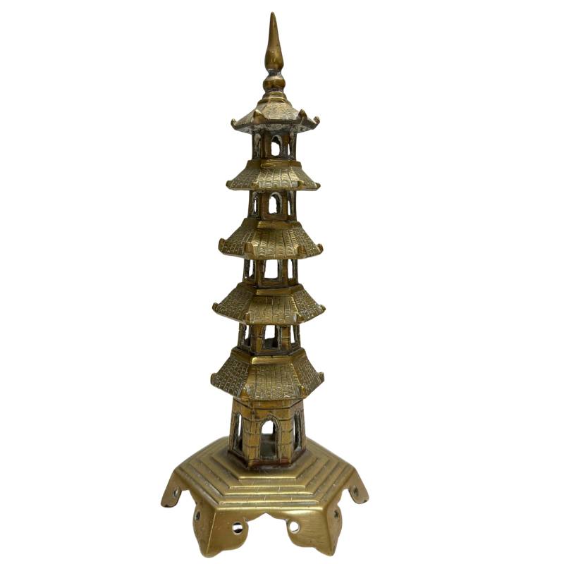 Chinesisches Bronze-Altarensemble mit Medizinbuddha und Zwillingspagodentürmen - 3-teilig