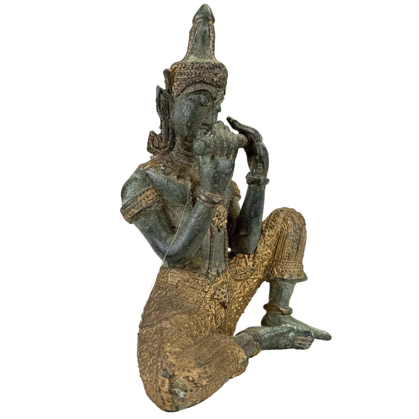 Thailändische bronzene Tempelmusiker und Tänzerin – Set aus 4 Skulpturen – 2,4 kg
