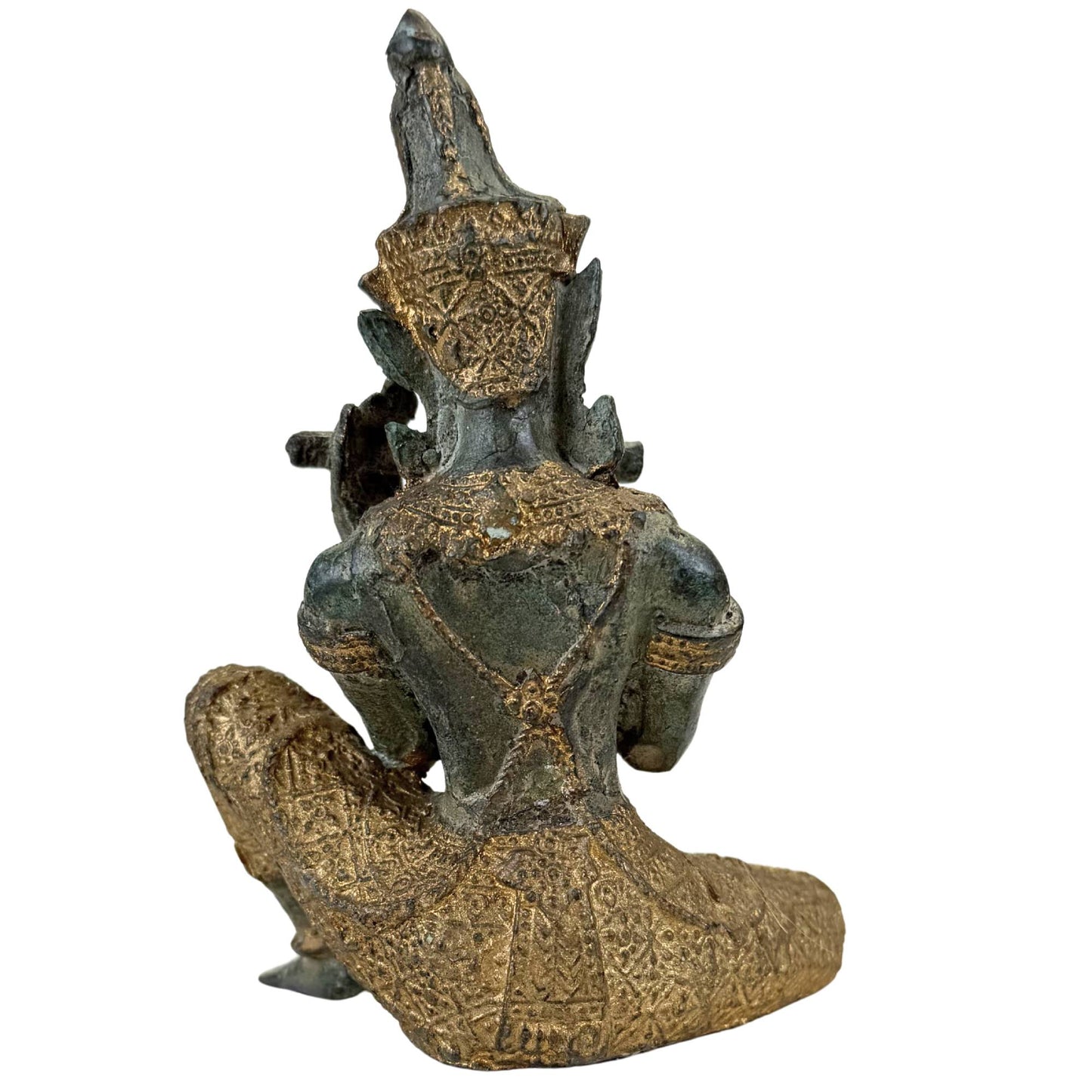 Thailändische bronzene Tempelmusiker und Tänzerin – Set aus 4 Skulpturen – 2,4 kg