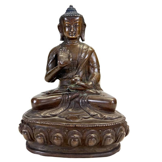 Antike nepalesische Bronze Medizin Buddha (Bhaisajyaguru) - 13 cm - 800 g