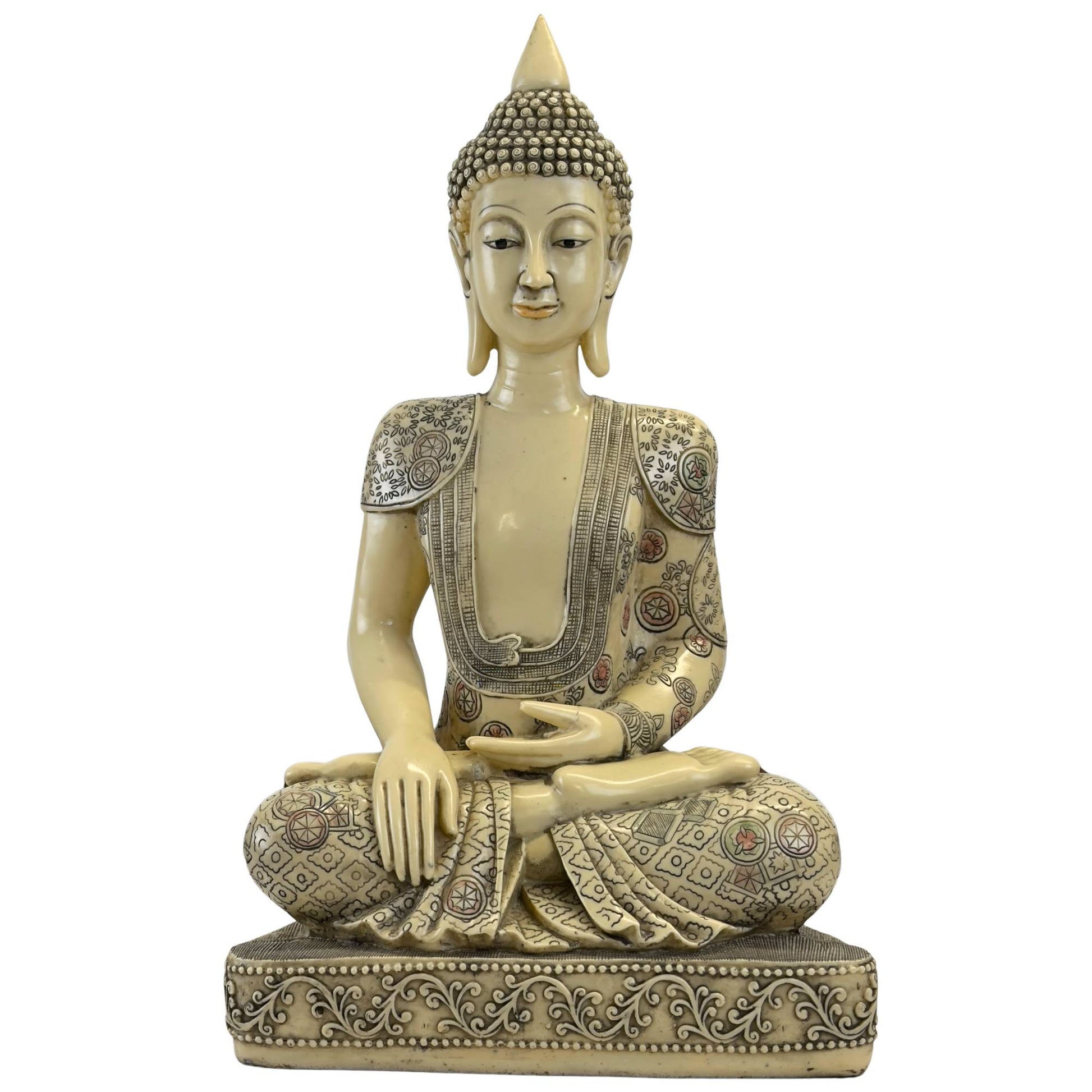 Thaise Meditatie Boeddha XL polyresin ivoor look