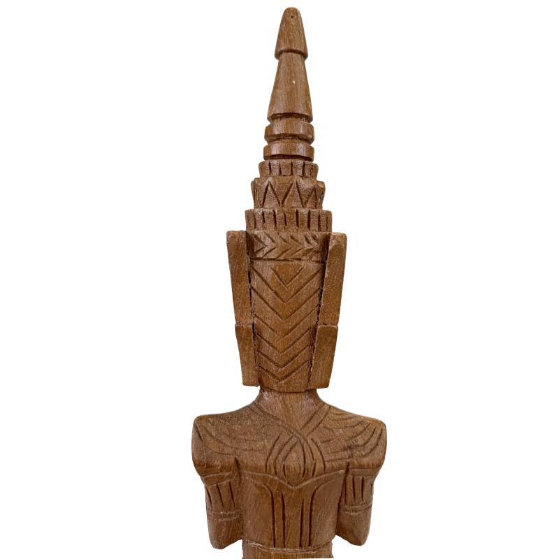 Paar Vintage Thailändische Tephanom Wächter – 51 cm – Handgeschnitztes Massivteakholz – ca. 1960
