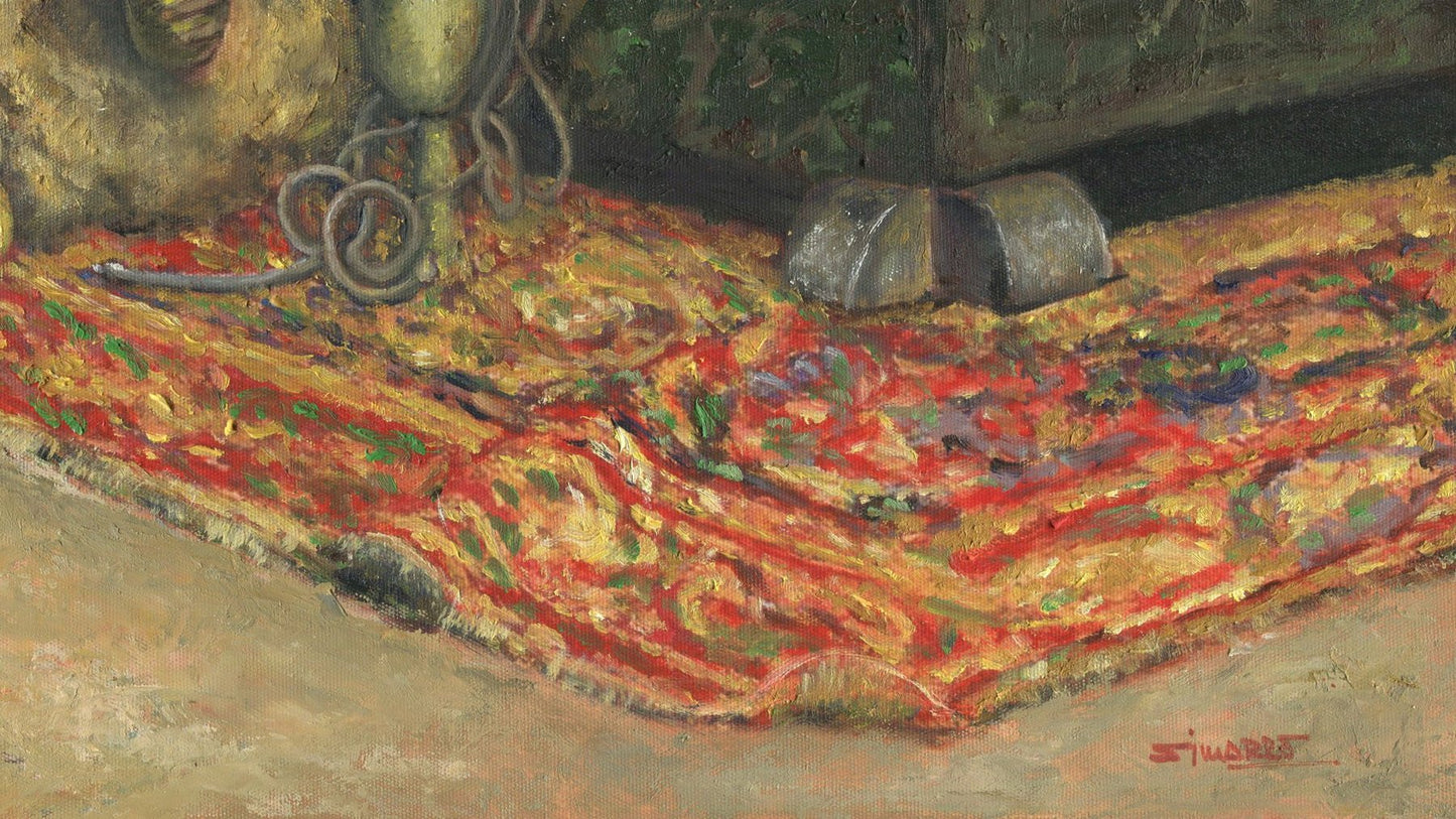 Orientalisches Ölgemälde – „El Mercader de Zapatillas“ – Nach José Villegas Cordero – 60x50 cm