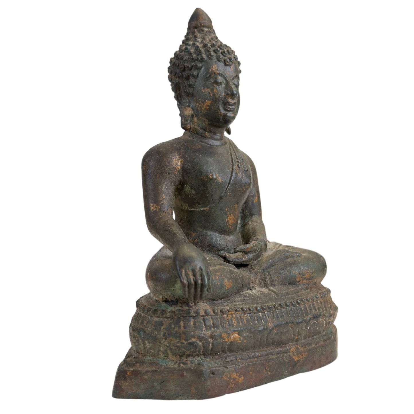 Antike Ayutthaya Buddha-Statue in Bhumisparsha Mudra – 17./18. Jahrhundert – Museale Bronze
