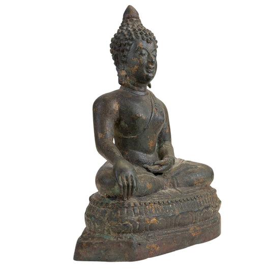 Antike Ayutthaya Buddha-Statue in Bhumisparsha Mudra – 17./18. Jahrhundert – Museale Bronze