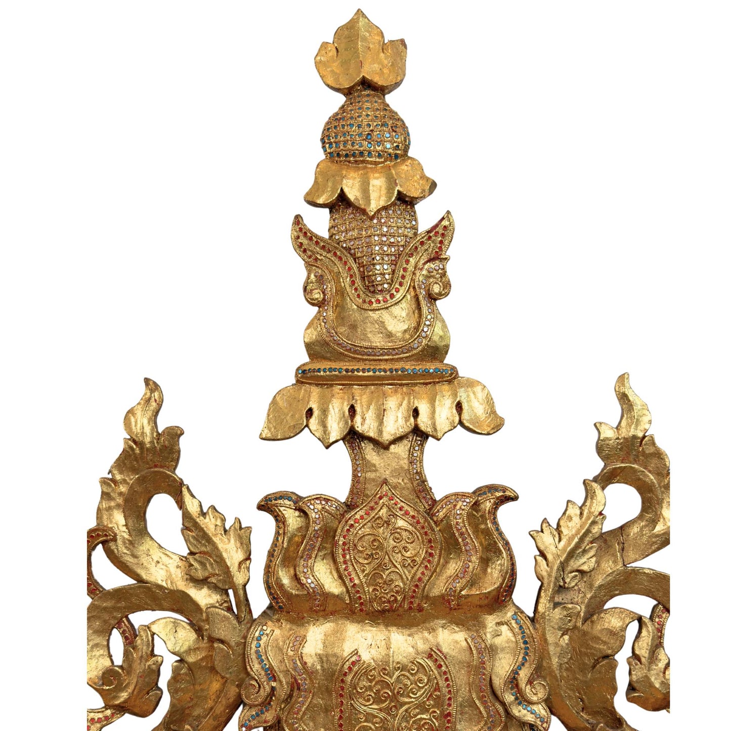 Monumentaler burmesischer Tempelgiebel-Ensemble (5-teilig, ca. 200 cm hoch) – Mandalay-Stil (ca. 1900)
