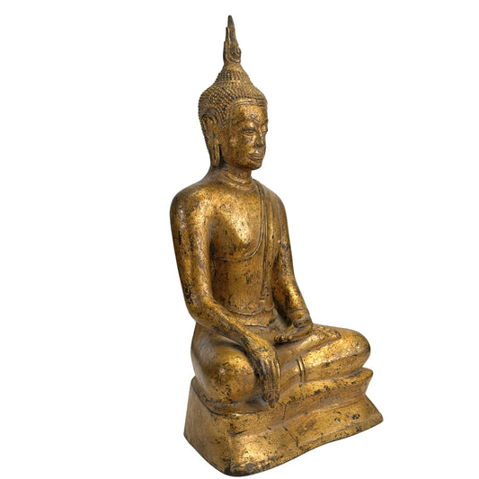 Antike thailändische Buddha-Statue – 18./19. Jhd. Rattanakosin – Vergoldete Bronze