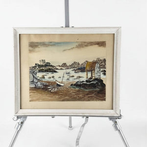 36.5x44 cm Antikes Aquarell Ploumanac'h R. Blossier | Exklusive Wandkunst | ca. 1920