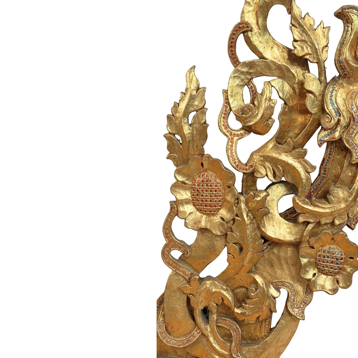 Monumentaler burmesischer Tempelgiebel-Ensemble (5-teilig, ca. 200 cm hoch) – Mandalay-Stil (ca. 1900)