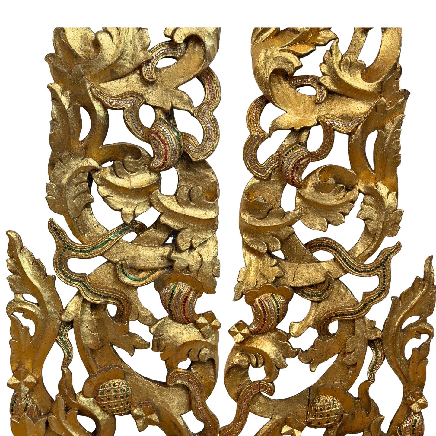 Monumentaler burmesischer Tempelgiebel-Ensemble (5-teilig, ca. 200 cm hoch) – Mandalay-Stil (ca. 1900)
