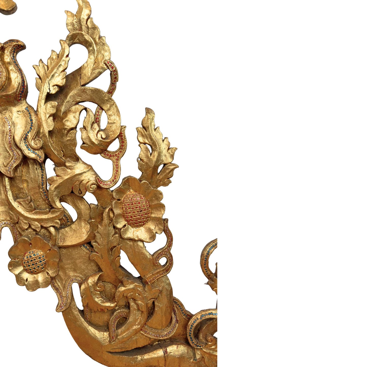 Monumentaler burmesischer Tempelgiebel-Ensemble (5-teilig, ca. 200 cm hoch) – Mandalay-Stil (ca. 1900)