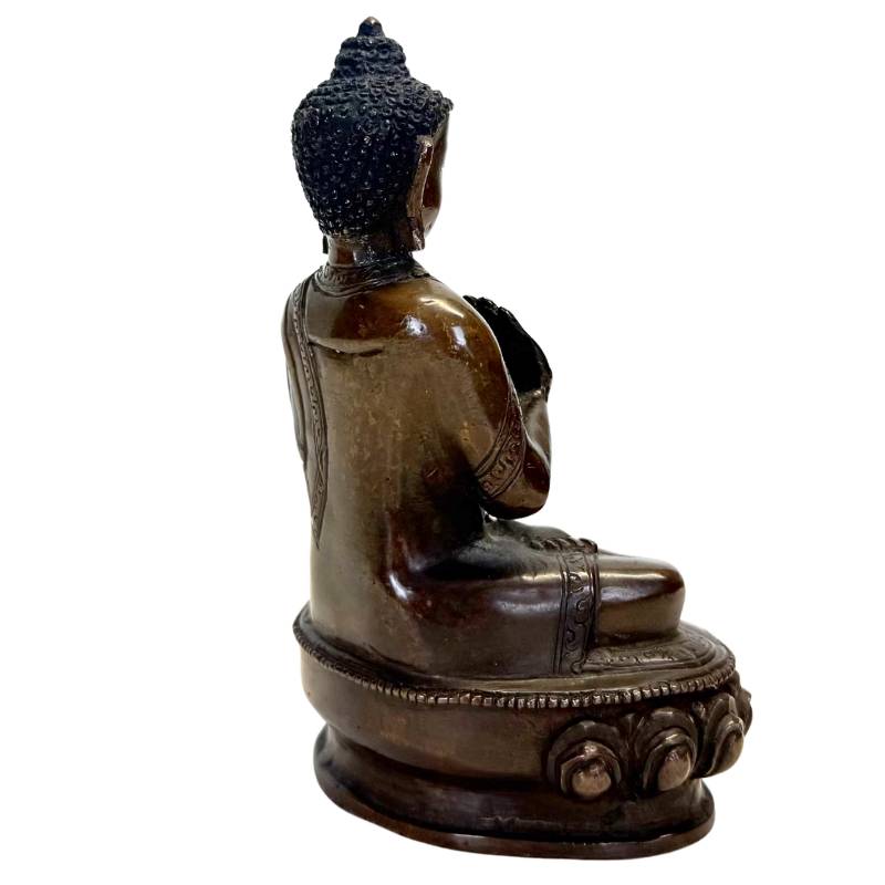 Antike nepalesische Bronze Medizin Buddha (Bhaisajyaguru) - 13 cm - 800 g