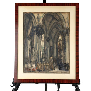 54x43cm Antikes Kircheninterieur Louis-Charles Crespin 1930 | Exklusive Wandkunst5