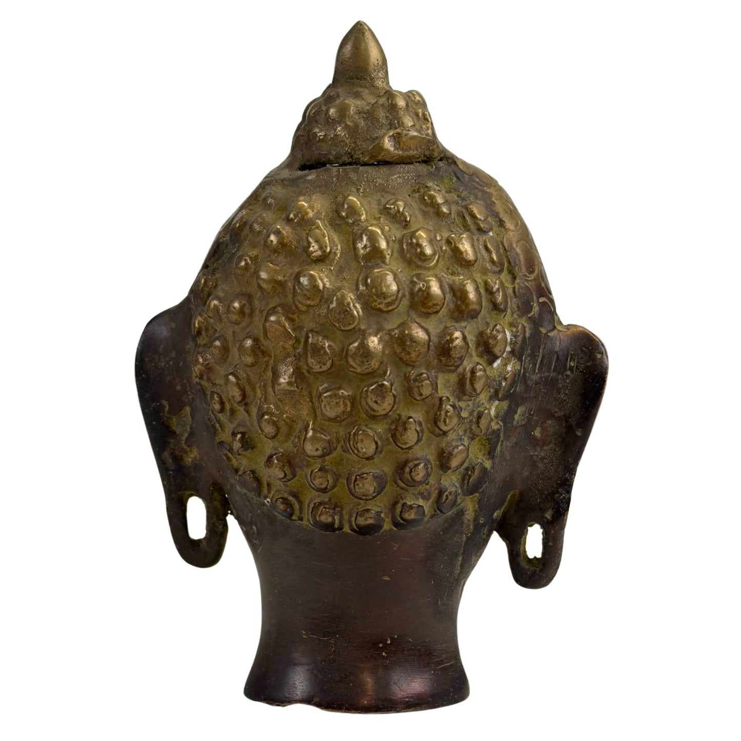 Bronzener Buddhakopf in Thai-Stil mit Dunkler Patina