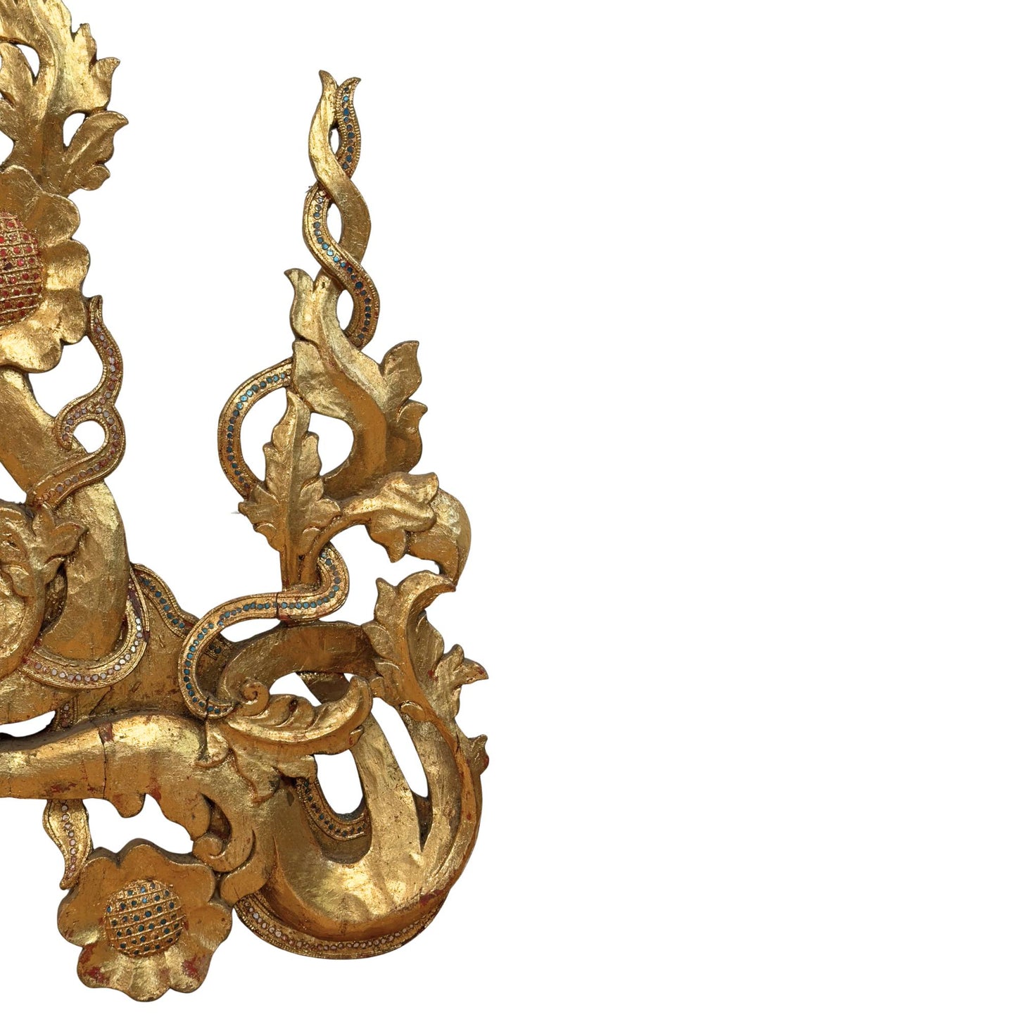 Monumentaler burmesischer Tempelgiebel-Ensemble (5-teilig, ca. 200 cm hoch) – Mandalay-Stil (ca. 1900)