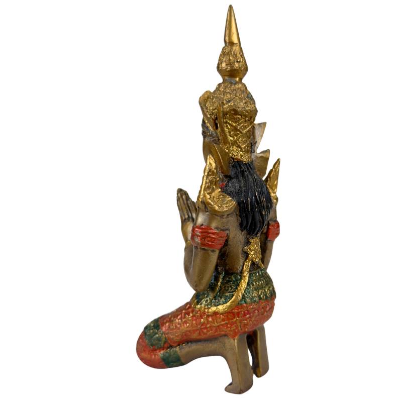 Thailändische Thepanom-Tempelwächter-Figur – Vergoldet und Polychrom – Kniende andächtige Figur