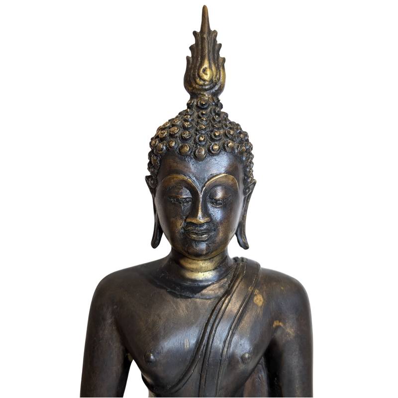 Große Vintage Bronze Thai Buddha Statue - 45cm Sukhothai Stil