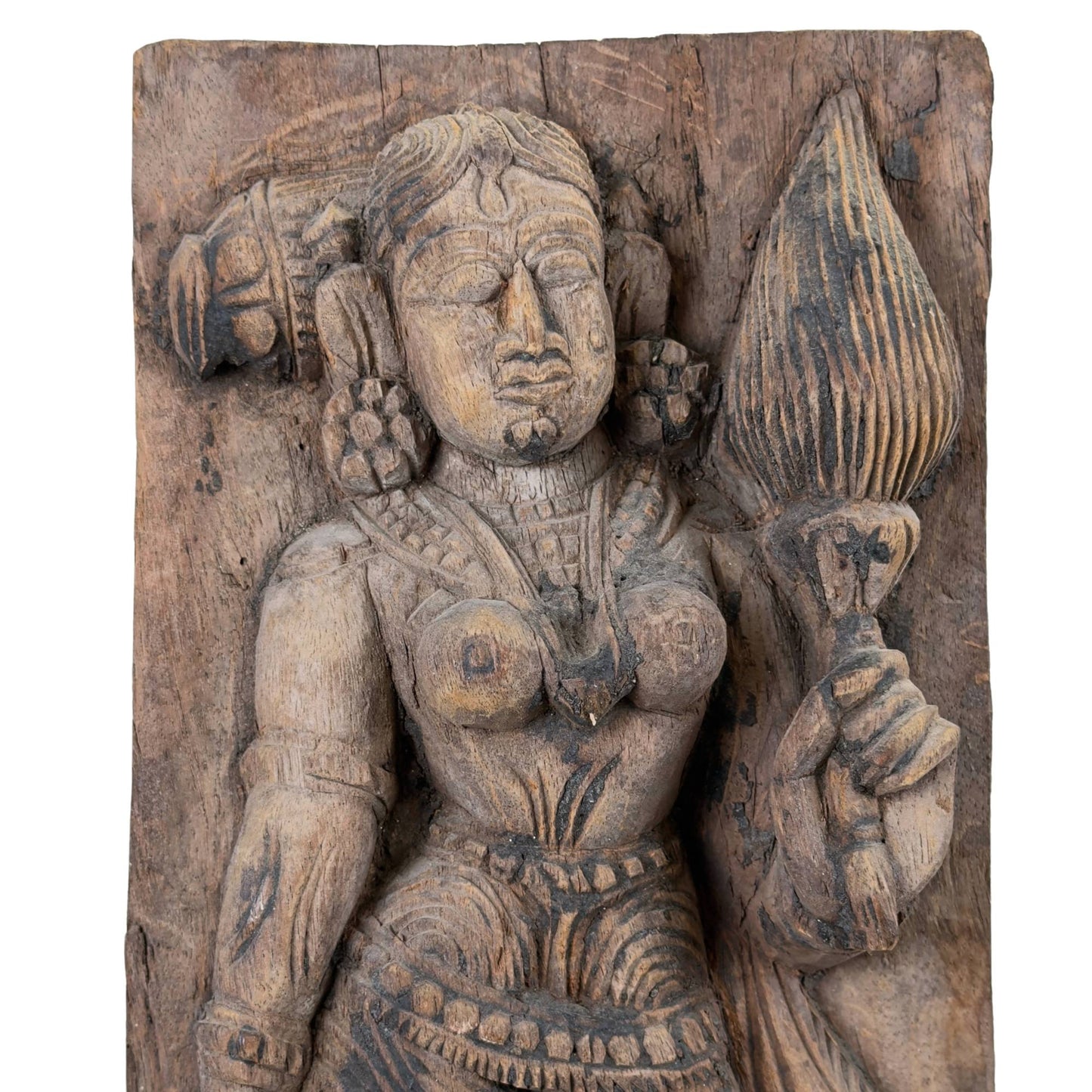 Antikes Tempelpaneel aus dem 18./19. Jahrhundert – Göttin Lakshmi (Sri Devi)