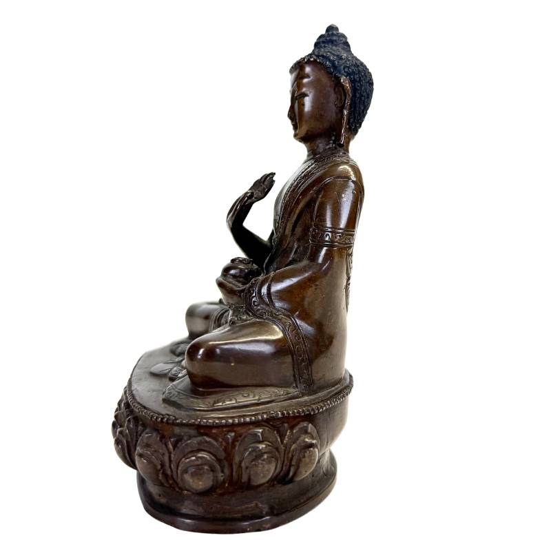 Antike nepalesische Bronze Medizin Buddha (Bhaisajyaguru) - 13 cm - 800 g