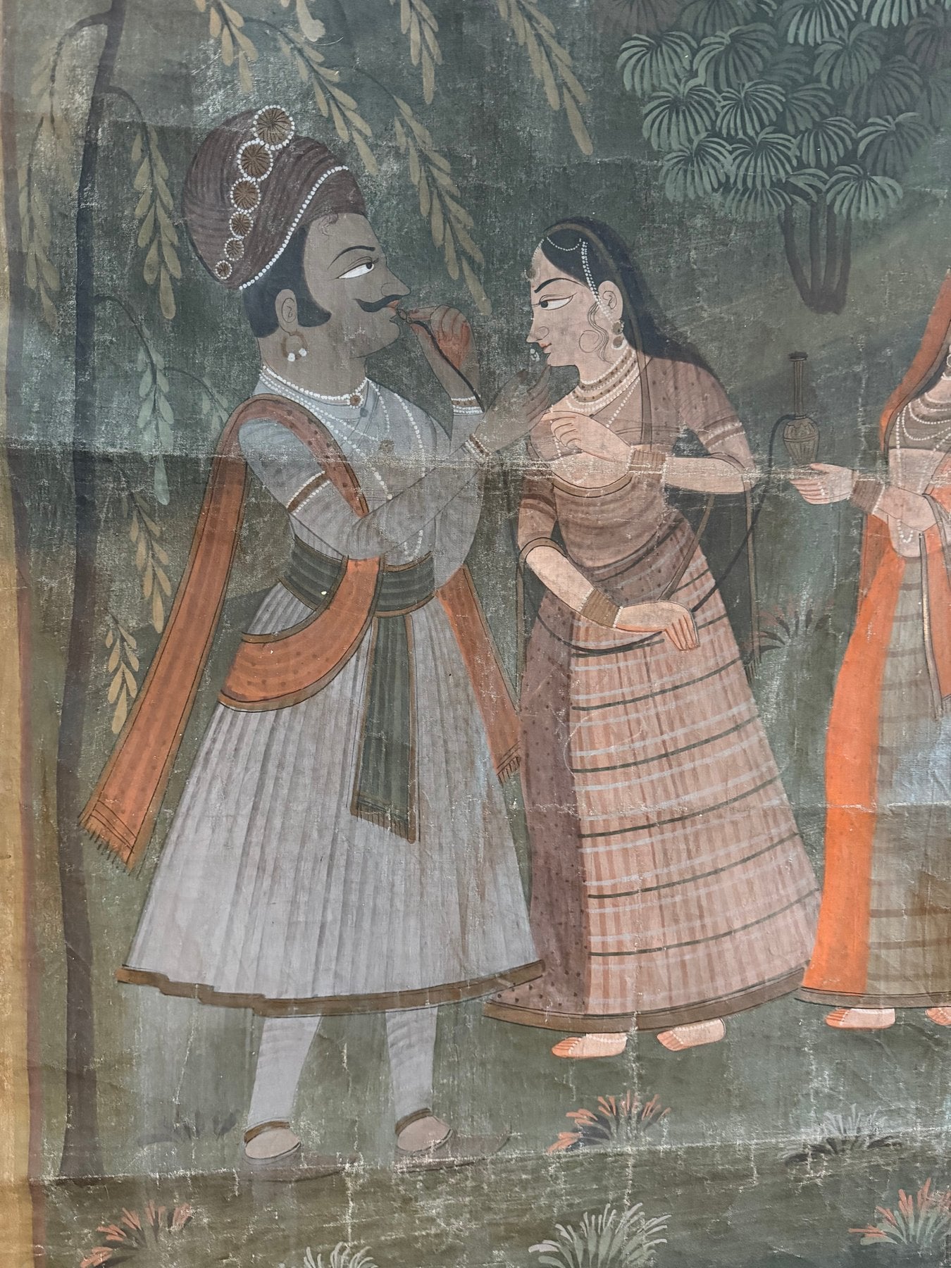 Antikes Pichwai-Gemälde Krishna & Gopis – Indien, ca. 19. Jahrhundert