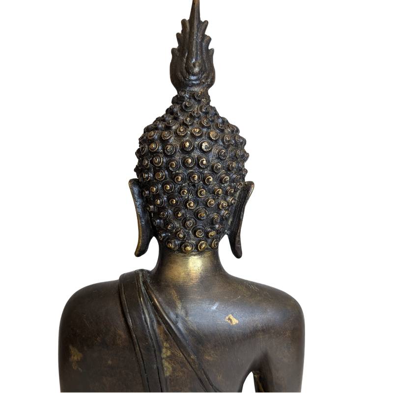 Große Vintage Bronze Thai Buddha Statue - 45cm Sukhothai Stil