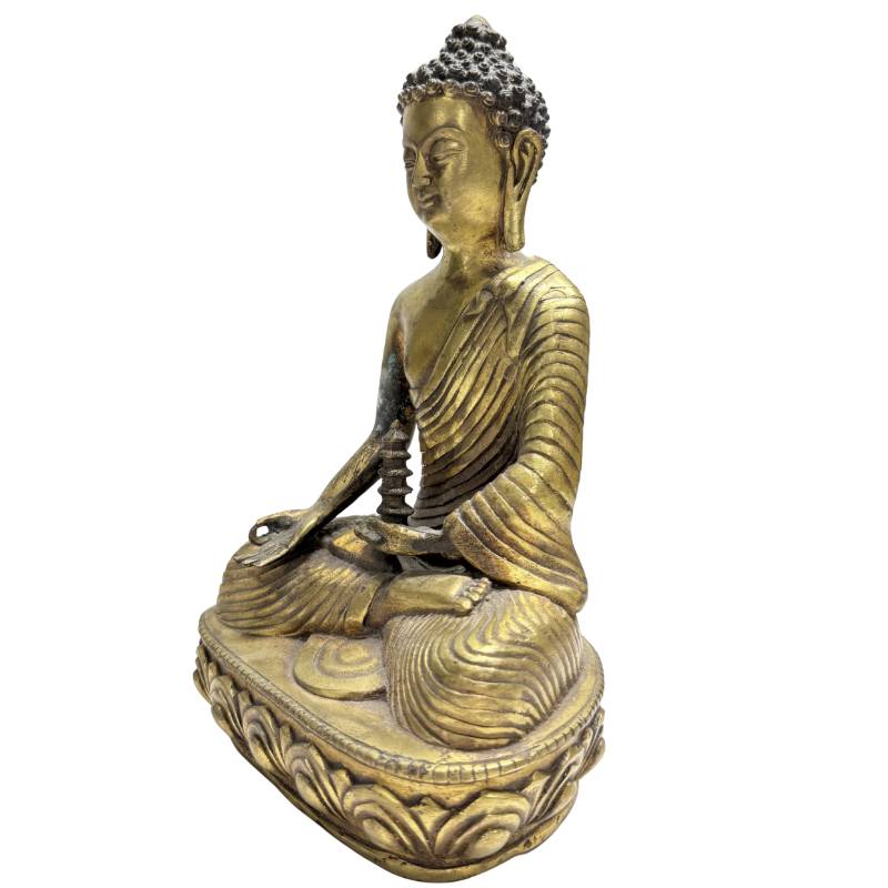 Chinesisches Bronze-Altarensemble mit Medizinbuddha und Zwillingspagodentürmen - 3-teilig