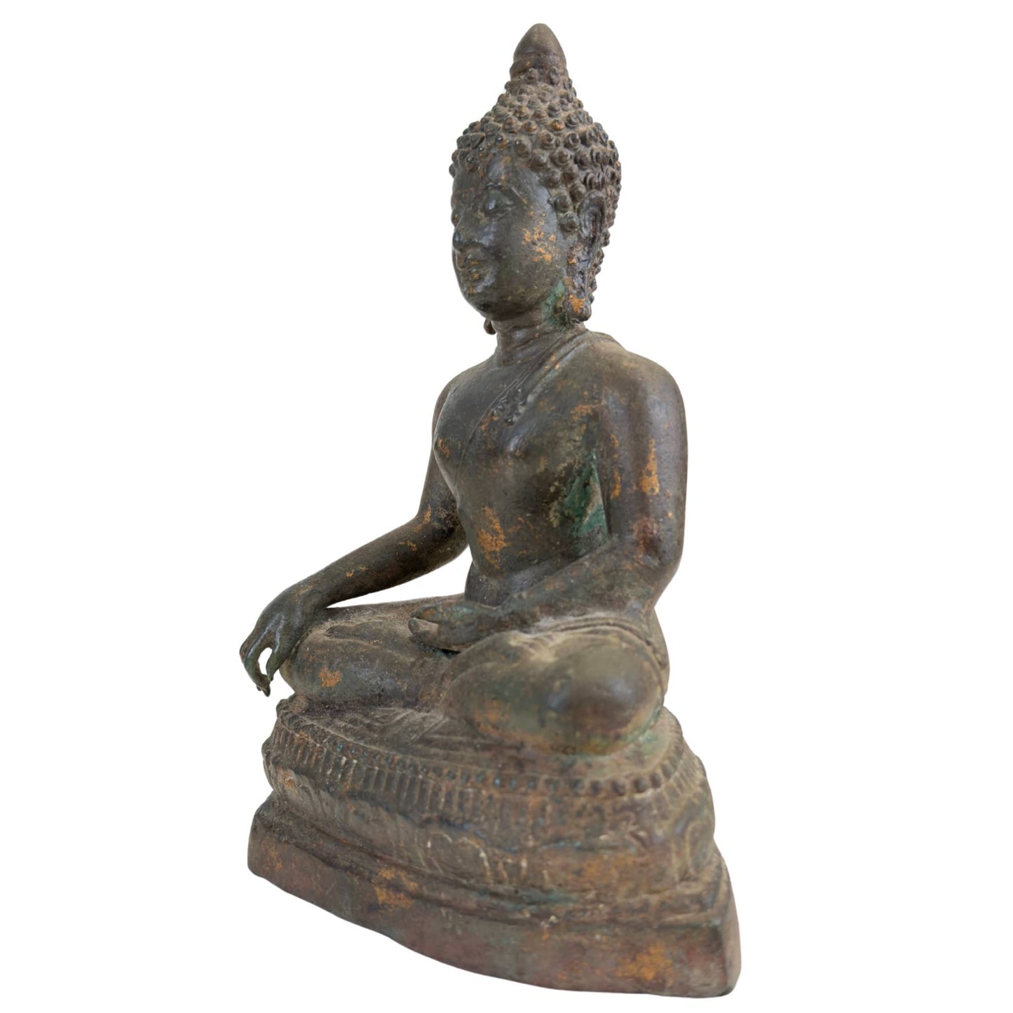 Antike Ayutthaya Buddha-Statue in Bhumisparsha Mudra – 17./18. Jahrhundert – Museale Bronze