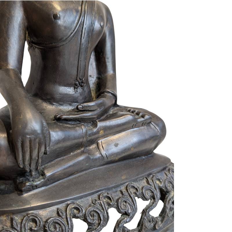 Große Vintage Bronze Thai Buddha Statue - 45cm Sukhothai Stil