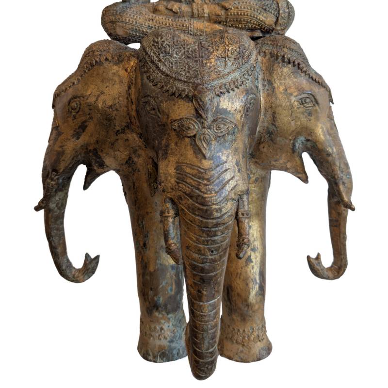 Trimukha Mahārakta Gaṇeśa auf Airavata – Ormolu Newar Bronze, Nepal – Los 155