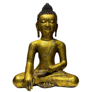 Antike chinesische Gusseisen-Buddha – Vergoldet – 18./19. Jahrhundert – Bhumisparsha Mudra – Guss von Museumsqualität
