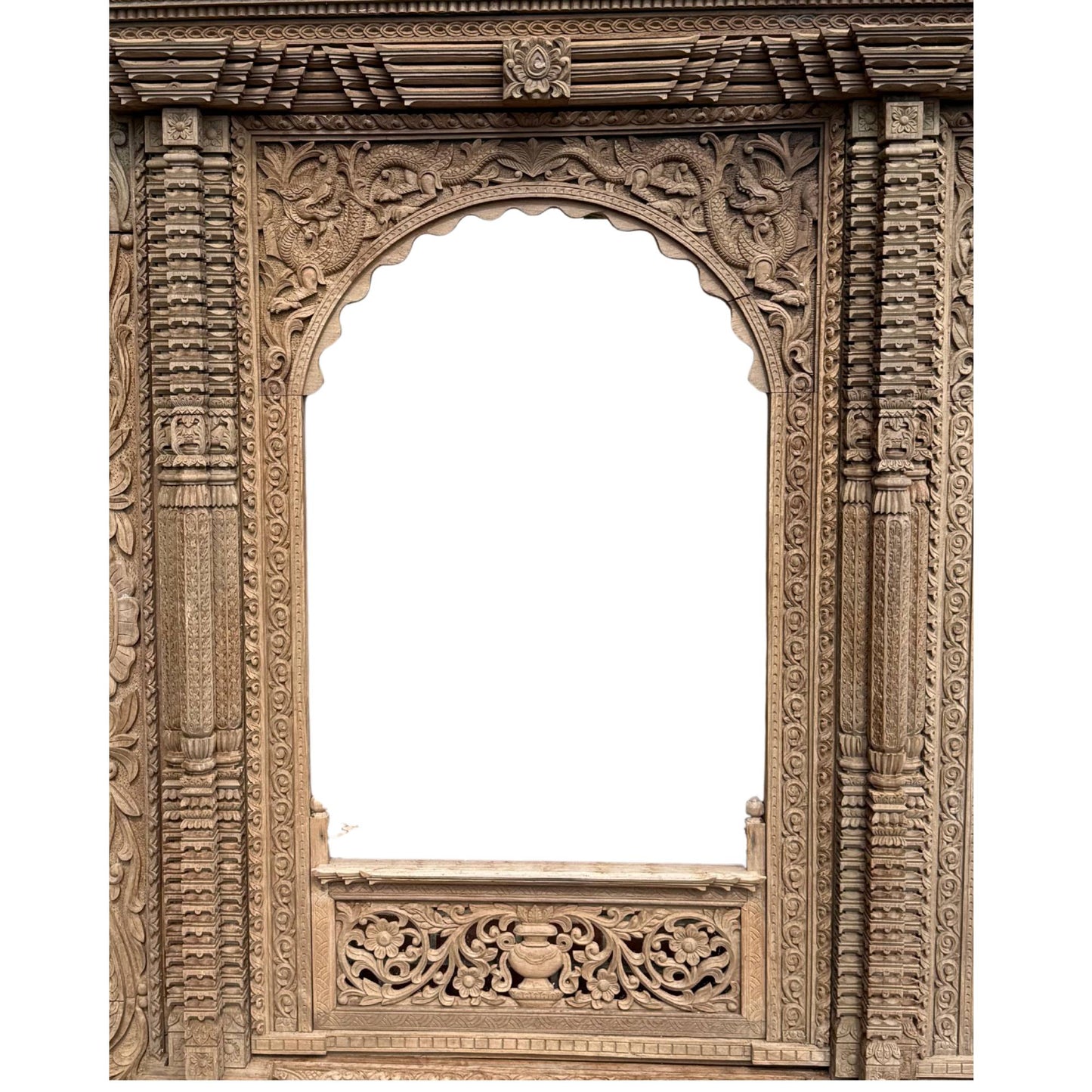 Antiek Nepalees architectuurframe teakhout Duitse provenance 1965