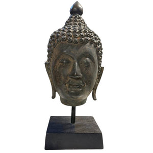 Schwerer thailändischer Bronze-Buddha-Kopf – 39 cm – 4,3 kg High-Density Bronze – Sukhothai-Stil