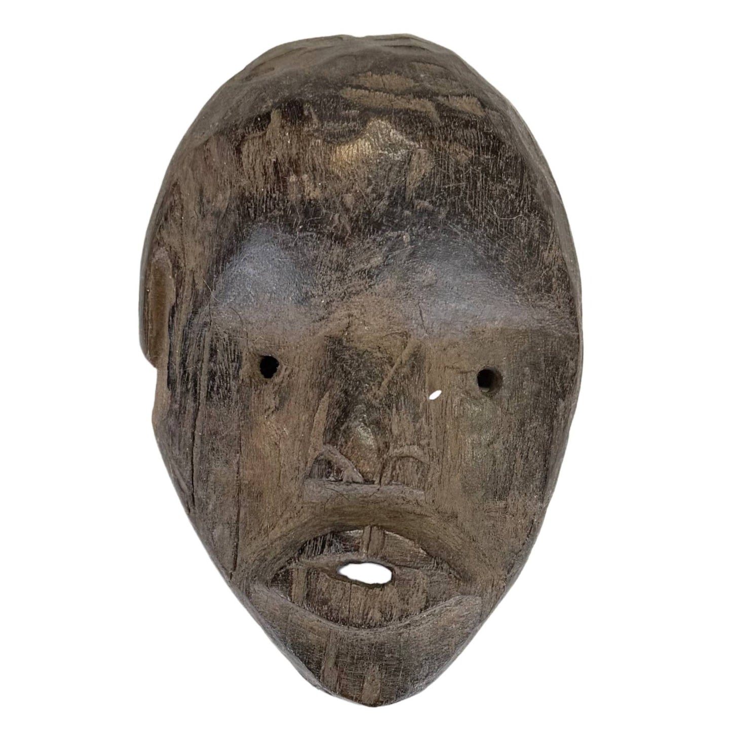 Oud handgesneden Afrikaans houten masker met donkere patina en tribale uitstraling