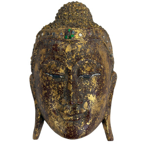 Burmesische vergoldete hölzerne Buddha-Stirn – Ava-Stil (19. Jh.) (20,5 cm)