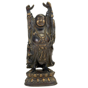 Antikes Budai-Bronze-Figur China späte Qing-Dynastie 23cm
