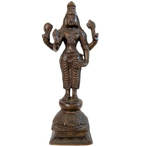 Antike Bronzestatue von Vishnu – Südindien – ca. 1920 – 17 cm – 520 g