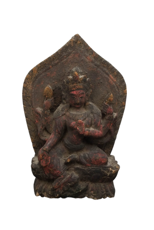 Antike Tara-Statue aus Holz – Himalaya, Museumssammlung des 19. Jahrhunderts, Peter Hardt Gallery