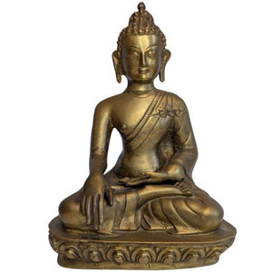 Antike Buddha-Statue aus Bronze aus Ladakh – Bhumisparsha Mudra