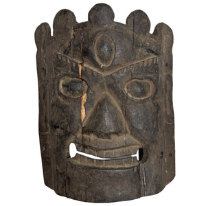 Antike Wanddekoration Himalaja Mahakala Tempelmaske aus Holz – 32 cm