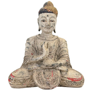 Antike Teakholz Jambupati Buddha-Statue Burma 18. Jahrhundert 40cm