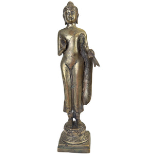 Antike thailändische Bronze-Buddha-Statue – Abhaya Mudra – 31 cm