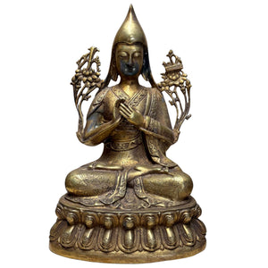 Antike tibetische Bronze-Statue von Je Tsongkhapa – handgraviert – 28 cm – 2,2 kg