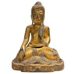 Antiker burmesischer Teakholz Mandalay Buddha - 19. Jahrhundert - 27 cm (Premium Qualität)