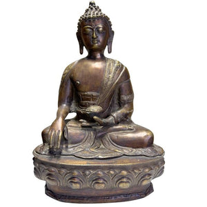 Antiker Medizinbuddha aus Bronze auf Lotussockel – Himalaya – Los 430